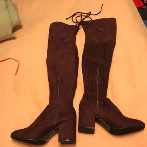 Burgundy thigh boots